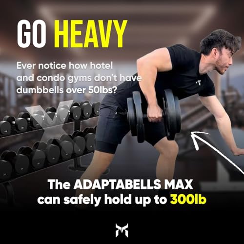 Kensui AdaptaBELL MAX – Heavy-Duty Adjustable Dumbbell Handles (Pair) – All-Metal Construction, Supports 300+ lbs – Compat...