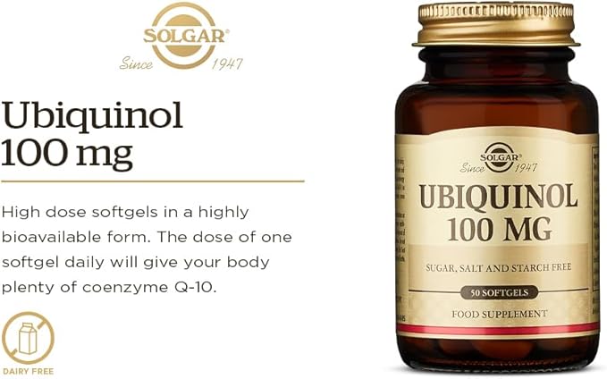 Solgar Ubiquinol 100 mg, 50 Softgels - Advanced Antioxidant Support - Reduced Coenzyme Q10 (CoQ-10) - Gluten Free, Dairy Free - 50 Servings, Standard Packaging