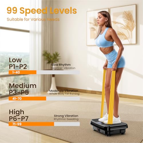 TISSCARE Vibration Plate Exercise Machine Mini Vibrating Plates for Lymphatic Drainage and Weight Loss, 400Lbs Capacity Fu...