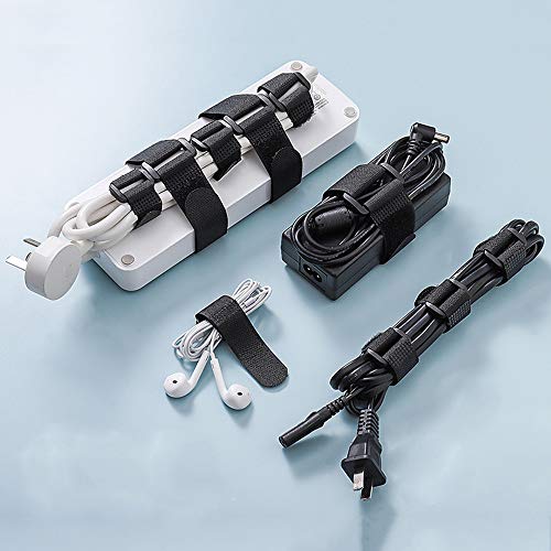 HUAPX Fastening Nylon Strap with Buckle,10Pack Reusable Self-Adhesive Hook and Loop Cable Securing Straps,Adjustable Cinch...