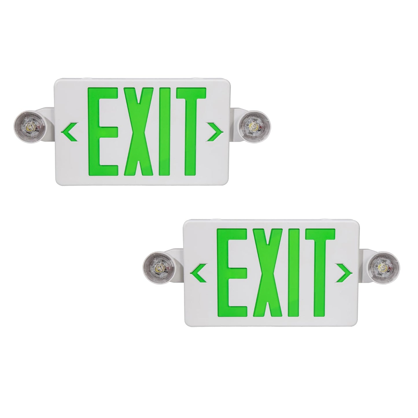 Tanlux Led Emergency Exit Sign With Battery Backup, Ul Listed, 2 Pack, White Housing + Green Letter, Ac 120/277V