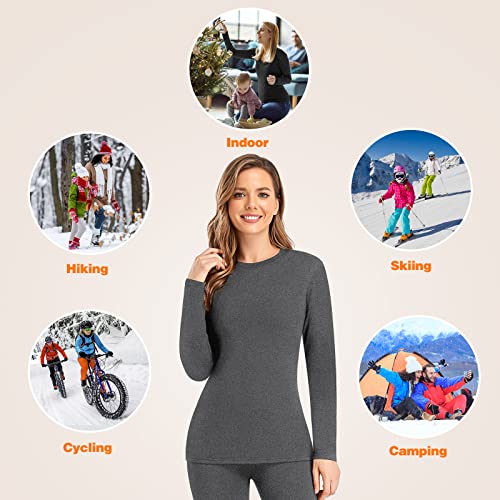 SIMIYA 2 Pack Thermal Underwear for Women Long Johns Winter Warm Fleece Lined Base Layer Set Cold Weather Top and Bottom