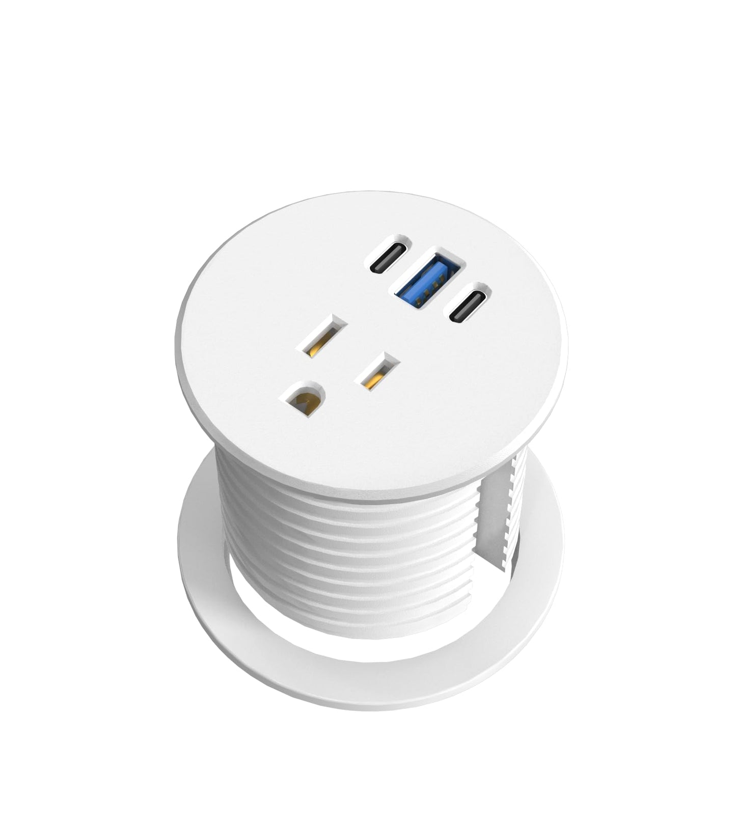 Desk Grommet Power Outlet, 2.5 Inch Desktop Recessed Outlet With 20W Fast Charging Usb-C Port, Flush Mount Outlet For Conference