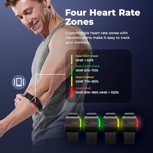 Sunny Health & Fitness Heart Rate Monitor Armband with LED Indicator, Step Counter - HR200