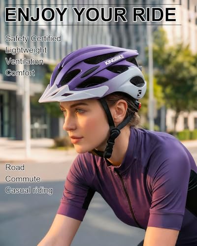 KINGBIKE Bike Helmet for Adult Men Women Youth Road Commute Mountain Cycling Helmets with USB Rechargeable Light Replaceab...