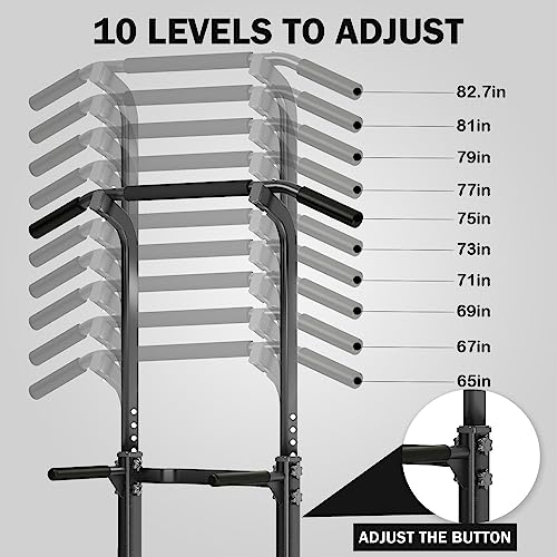 SogesPower Power Tower Dip Station Pull Up Bar for Home Gym Adjustable Height Strength Training Workout Equipment,Pull Up ...