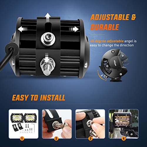 Nilight 4Pcs LED Pods 4Inch 60W Triple Row Flood Spot Combo 6000LM Light Bar Driving Fog Lights Off Road Lighting for Truc...