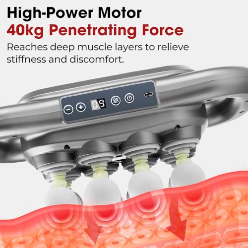 Back Massager for Relief Deep Tissue with Heat, 8 Heads Hands-Free Electric Back Massager, with 9 Modes & 9 Levels Deep Ti...