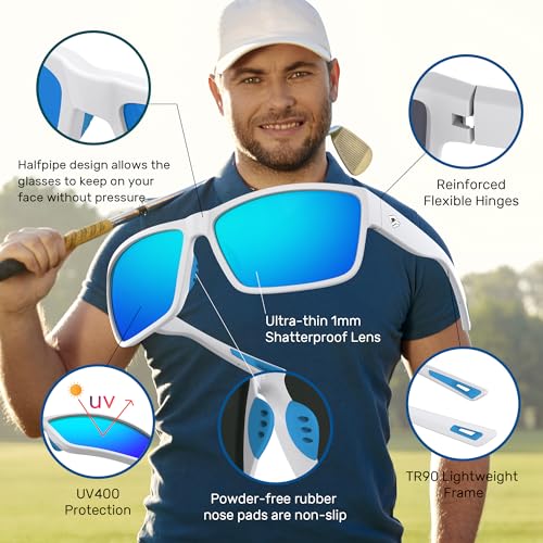 TOREGE Polarized Sports Sunglasses for Men and Women Cycling Running Golf Fishing Sunglasses TR26