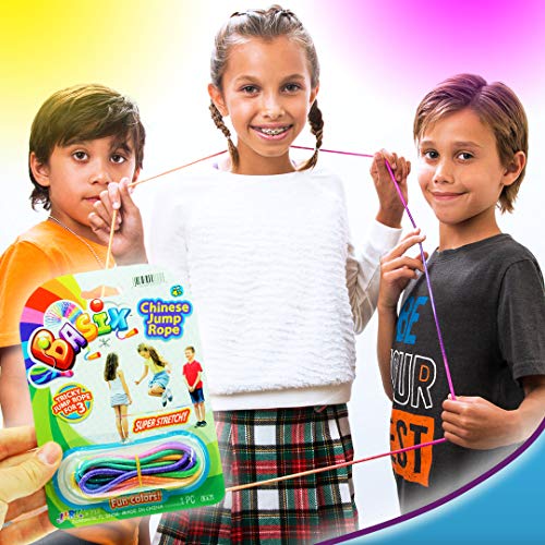 Chinese Jump Rope Elastic Jumping Rope Game for Kids & Adults I by JA-RU | Colorful Stretch Skip Rope for Girls and Boys. ...