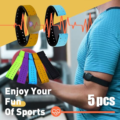 5pcs Replacement Heart Rate Monitor Bands, 0.8x13.8in 5 Colors Soft Heart Rate Strap Adjustable Armband Strap Heart Rate M...