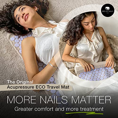Bed of Nails The Comfortable ECO Acupressure Travel Mat and Pillow Acupressure Set - Premium Acupuncture Mat for Back Pain...