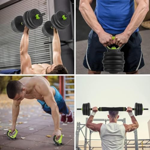 4-In-1 Adjustable Dumbbell Set with Connector(44/66/88LBS), Converts to Dumbbells, Barbells, Kettlebells & Push Up Stand, ...