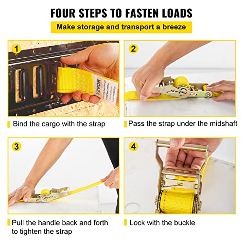 VEVOR 18PCS E Track Ratchet Strap, 2" x 15'E-Track Straps 4400 LBS Breaking Strength, Polyester Webbing & Spring Fitting &...