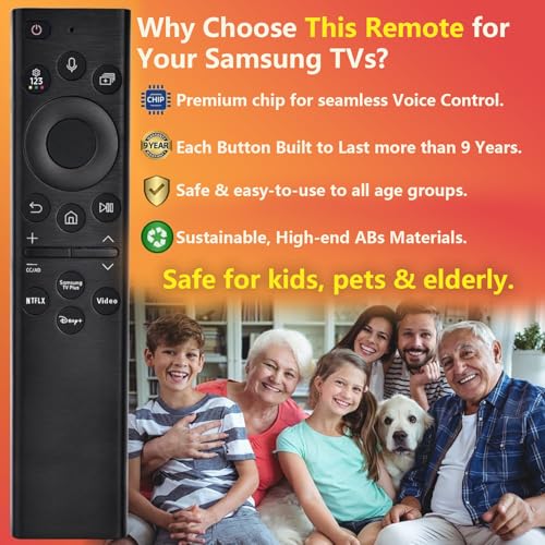 Replacement for Samsung TV Remote, for All 2019-2025 Samsung Remote Control for Smart TV with Voice Control. No Solarcell....