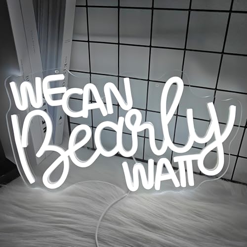 We Can Bearly Wait Neon Sign Dimmable Baby Shower Led Neon Light for Wall Decor, We Can Barely Wait Decorations Backdrop f...