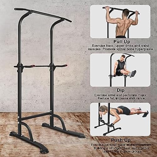 Power Tower Workout Dip Station Pull Up Bar, Height Adjustable Multi-Function Dip Stand for Home Gym, Strength Training Fi...