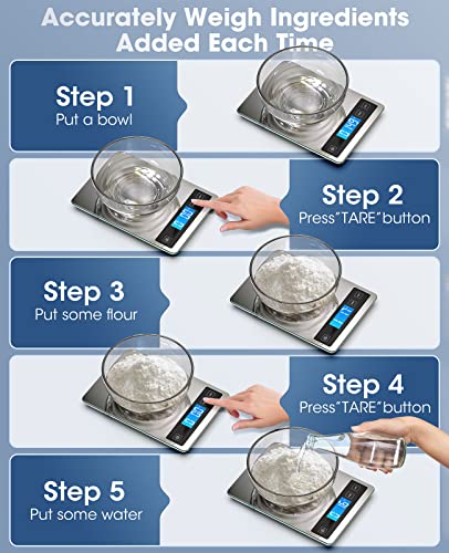 Nicewell Food Scale, 22lb Digital Kitchen Scale Weight Grams and oz for Cooking Baking, 1g/0.1oz Precise Graduation, Stain...