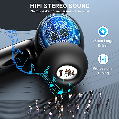 Wireless Earbuds, 2024 Wireless Headphones HiFi Stereo Earphones with 4 ENC Noise Canceling Mic, 42Hs Playtime In Ear Earb...