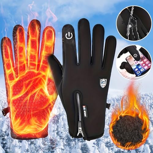 Scazu Outdoor Sports Gloves Short Plus Velvet Windproof Waterproof, 2025 Winter Thermal Gloves Touchscreen for Cold Weather