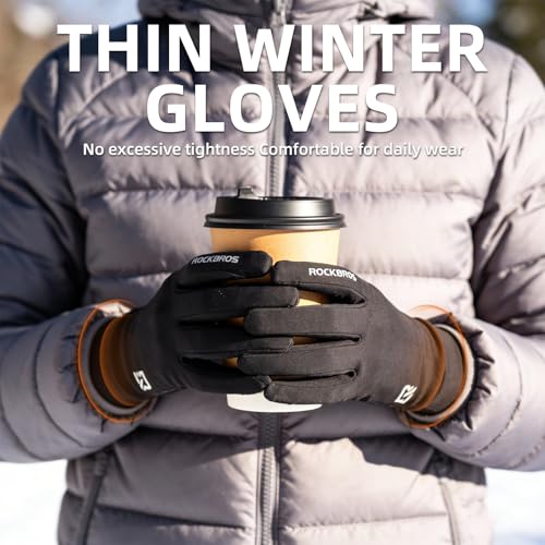ROCKBROS Men Women Thin Winter Gloves for Sport- Lightweight Anti-Slip Touch Screen Road Bicycle Gloves for Outdoor Sports...