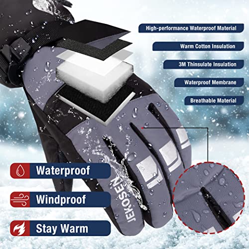 JEKOSEN Ski Gloves Mens Womens Waterproof Touchscreen Snowboard Gloves Snow Winter