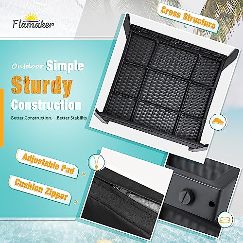 Flamaker 3 Pieces Outdoor Patio Wicker Furniture Set, Modern Rattan Chair Conversation Sets with Coffee Table for Yard and...