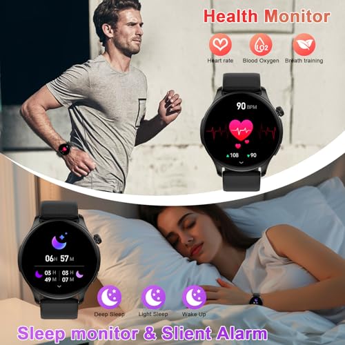 Smart Watch for Men Women Fitness: Waterproof Running Digital Mens Watches Step Pedometer Tracker Make Answer Call Smartwa...