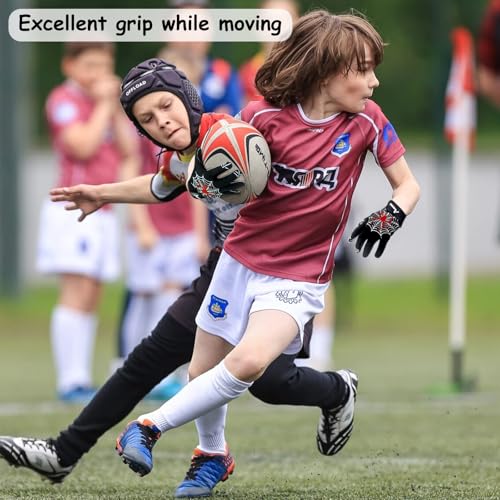AMYESE Youth Football Gloves -Sticky Football Receiver Gloves with Tacky Silicone Palm for Kids Girls Boys Flag Football P...