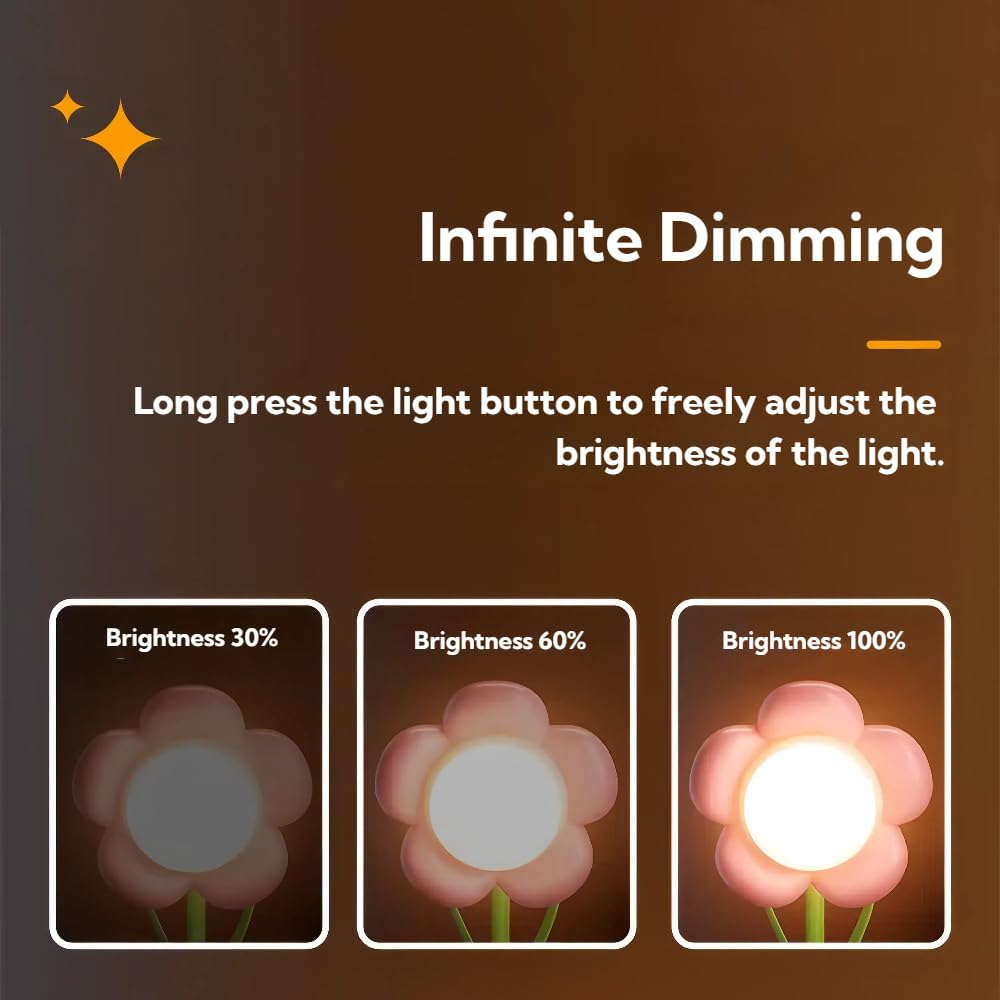 Magical Jd Birthday Gifts For Women Sunflower Flower Lamp Rechargeable Cordless Led Reading Light 3-Colour Infinitely Dimming Small Night Light For Festival Gifts For Mom Girlfriend Grandma (Yellow)
