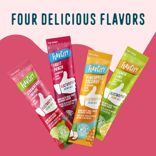 FlavCity Strawberry Limeade Electrolytes Powder Packets - 28 Hydration Packets - No Added Sugar - Hydration Powder with Re...