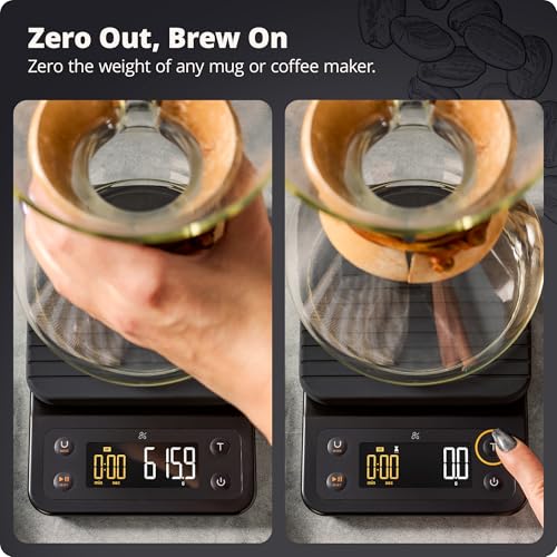 Greater Goods Coffee Scale with Timer – 0.1g Precision Digital Coffee & Espresso Scale for Pour-Over, Coffee Bean Weighin...