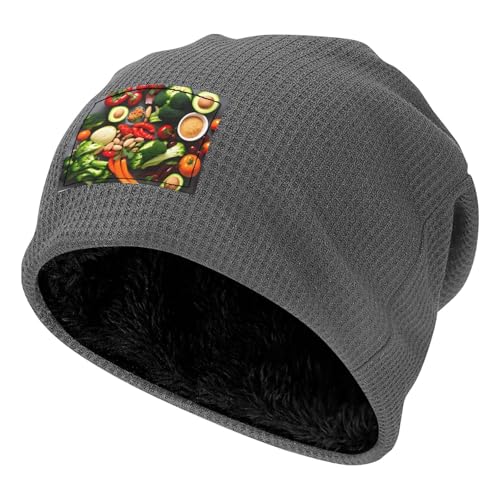 YANYU Healthy Food Print Lightweight Waffle Pullover Hat Men Women Winter Headwear Outdoor Camping Travel