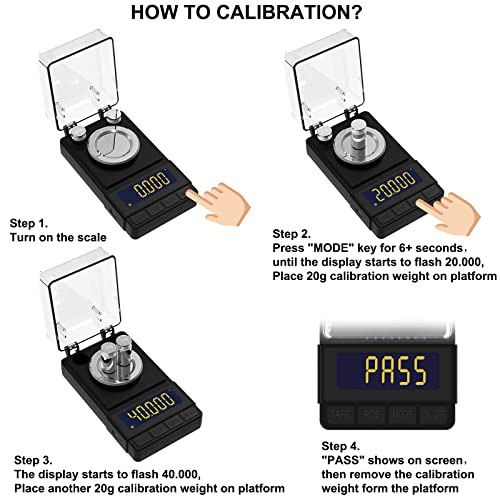 MAXUS Digital Milligram Scale 50g/0.001g, Compact Mg Scale with 20g Calibration Weight and Accessories, Black Powder Scale...