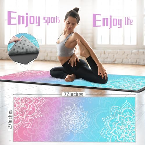 alissgorat Yoga Towel,Absorbent Yoga Mat Towel for Hot Yoga Non Slip,Stylish Prints,Ideal for Workouts,Hot Yoga,Bikram,Pil...