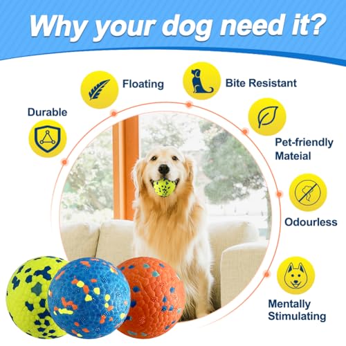 Mankoda Dog Balls, Indestructible Tennis Balls for Dogs, Durable Bouncy Dog Toy Balls for Aggressive Chewers, Interactive ...