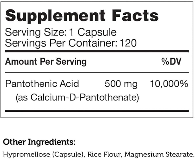Zahlers Pantothenic Acid - 120 Capsules