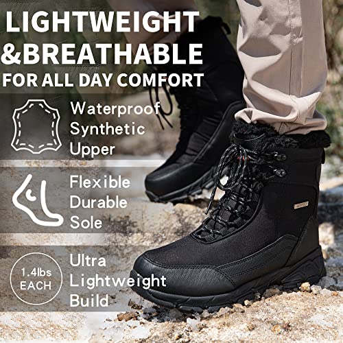 SHULOOK Men's Snow Boots Waterproof Warm Fur Lined Winter Hiking Boot Non-slip Outdoor Ankle High-top Shoes Work Hiker Tre...