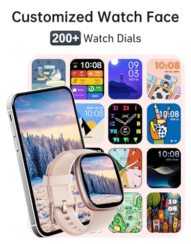 HUAKUA Smart Watches for Women Compatible with iPhone/Android Phones Answer/Make Calls, 1,85" HD Fitness Tracker with Hear...