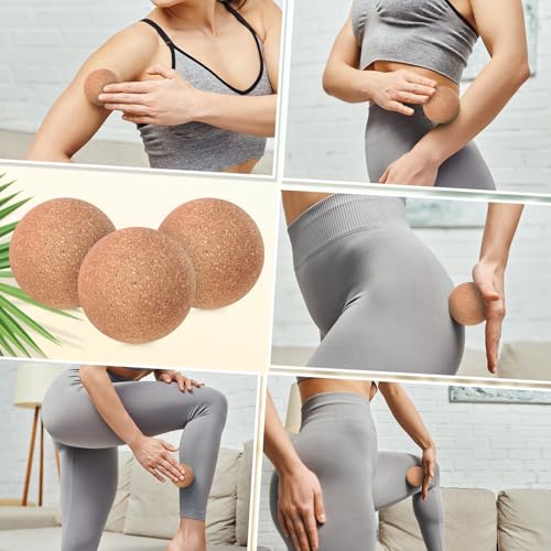 Seenelling 50 Pcs Cork Massage Ball Solid Hard Myofascial Release Yoga Ball for Back Foot Neck Pain Therapy Portable Tissu...