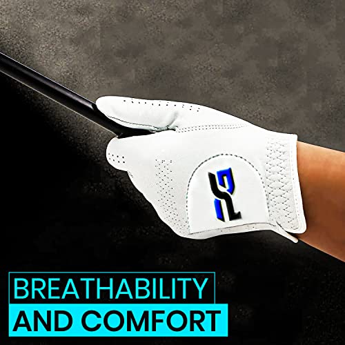 PG Golf Gloves (5 Pack) Cabretta Leather, Premium Quality Mens Golf Gloves