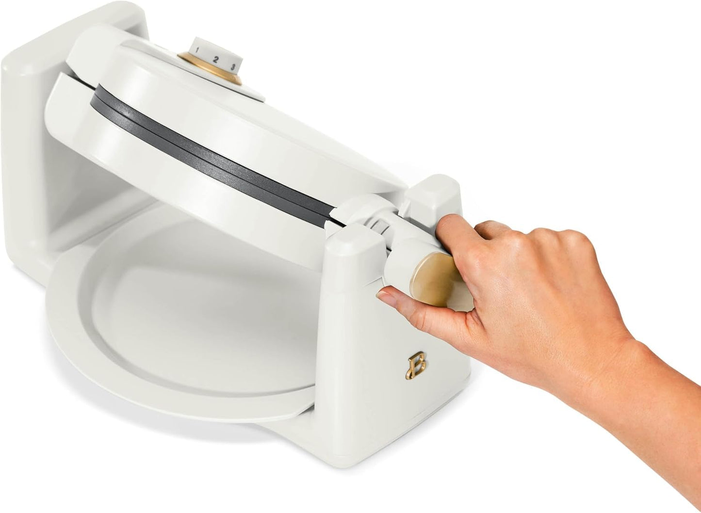 Beautiful Rotating Belgian Waffle Maker, White Icing by Drew Barrymore Makes 1-Inch Thick Waffles, Stainless Steel (White Icing)