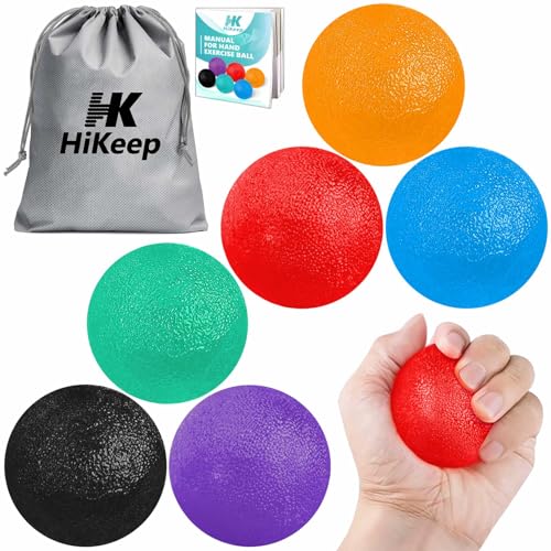 HiKeep Stress Balls for Adults (6 Pack), Stress Ball, Hand Strengthening Devices, Hand Exercisers for Strength, Exercise S...
