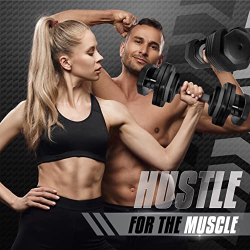 Yes4All 25/55LB Single/Pair Adjustable Dumbbells Weights, 5 in 1 Free Weights Dumbbell with One Second Dial Handle for Dif...