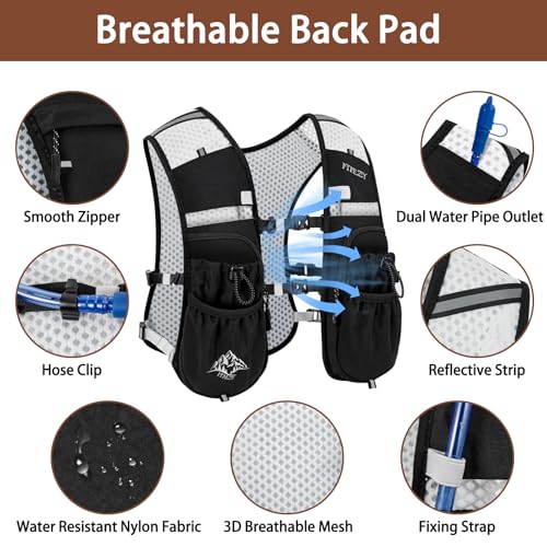 Running Hydration Vest for Women Men - Waterproof Running Water Backpack Hydration Pack with 12 Pockets, Lightweight Water...