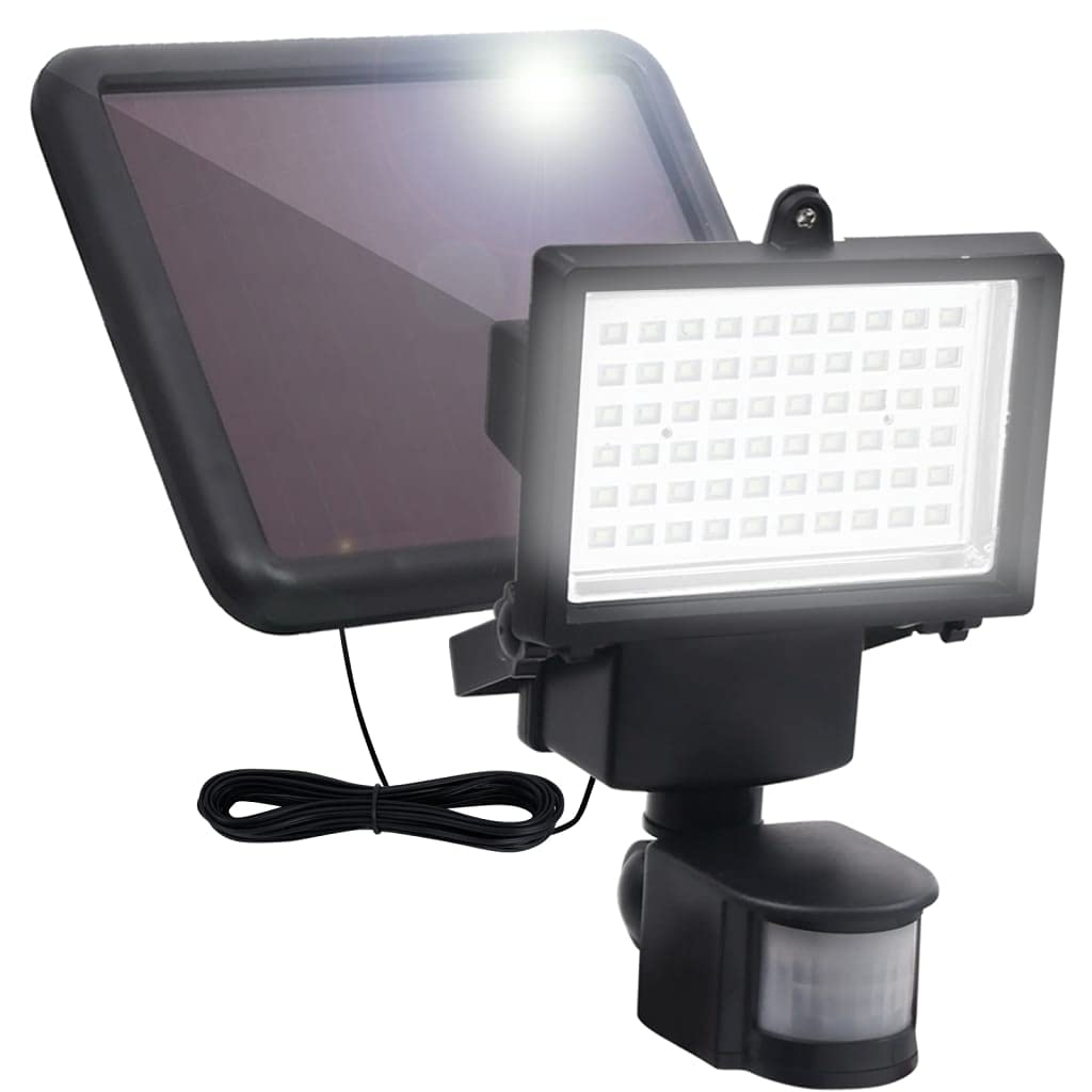 vidaXL Solar Powered LED Spotlight, Motion Activated, Black, Medium, Aluminum and Steel Frame, Model 315693