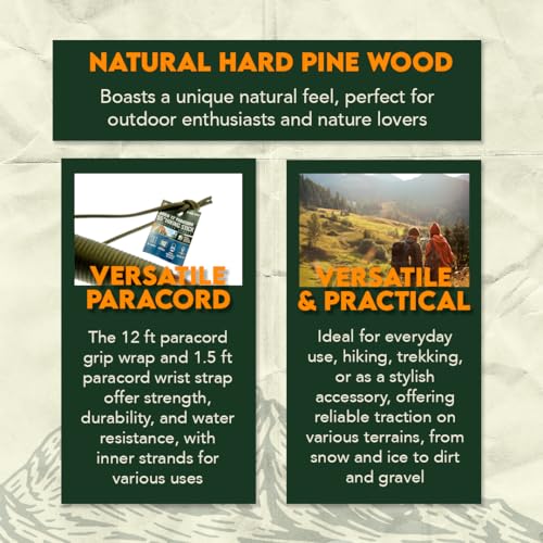 SE Survivor Series Green 12' Paracord Walking/Hiking Stick with 440 lb Pull Capacity, 55" - WS636-55GN