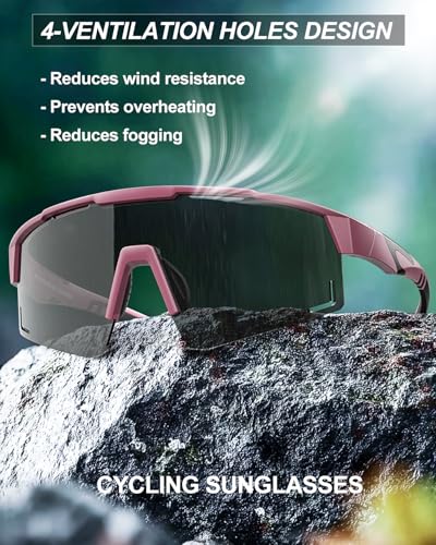 Pluxmooc Polarized Running Sunglasses for Women Men, Cycling Sports Sun Glasses for Hiking Fishing Motorcycle UV Protection