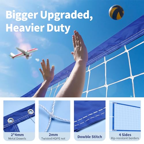 YUXUXU Professional Volleyball Net Outdoor Heavy Duty, All Weather Enhanced, Extended Stainless Steel Cable, Extra Thick B...
