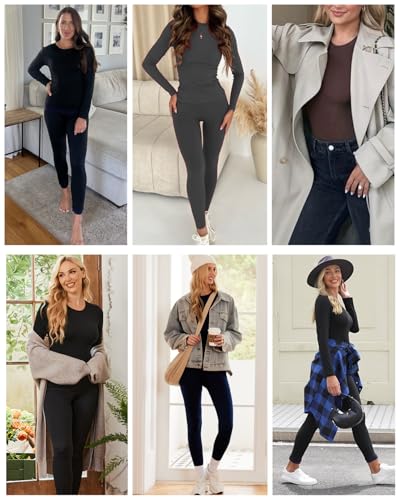 Ekouaer Thermal Underwear for Women Long Johns Sets Base Layer Lightweight 2 Pieces Pajams Set